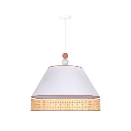 Duolla - Pendel AVIGNON 1xE27/15W/230V diameter 60 cm hvid/Rattan