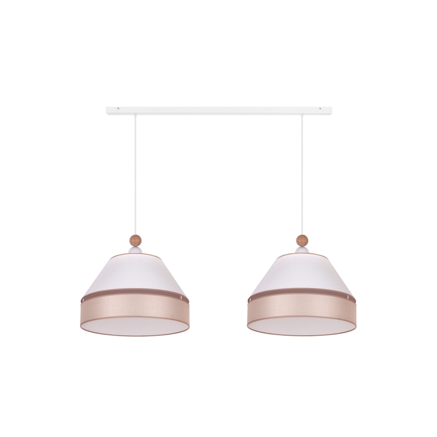 Duolla - Pendel AVIGNON 2xE27/15W/230V hvid/beige