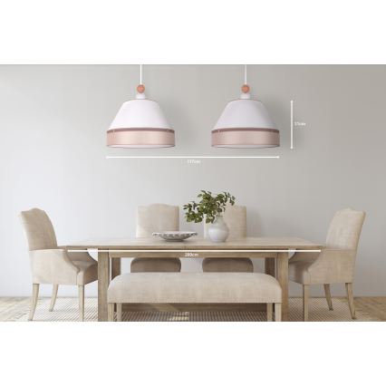 Duolla - Pendel AVIGNON 2xE27/15W/230V hvid/beige