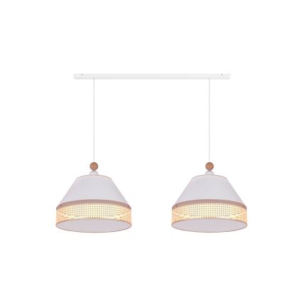 Duolla - Pendel AVIGNON 2xE27/15W/230V hvid/Rattan