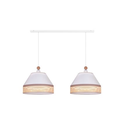 Duolla - Pendel AVIGNON 2xE27/15W/230V hvid/Rattan