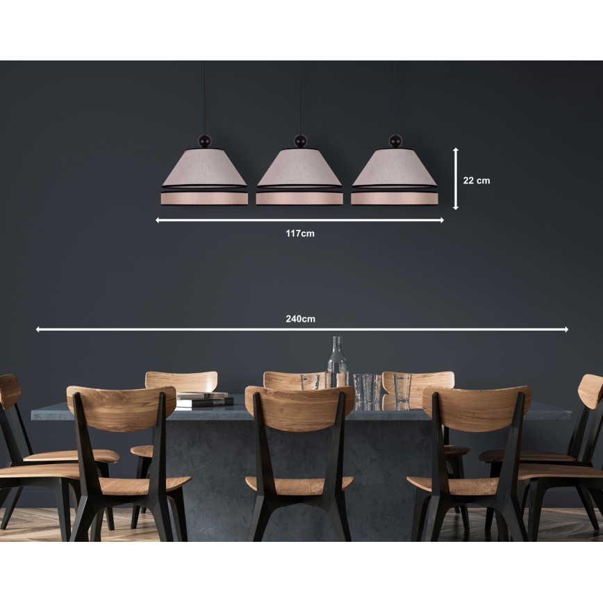 Duolla - Pendel AVIGNON 3xE27/15W/230V beige