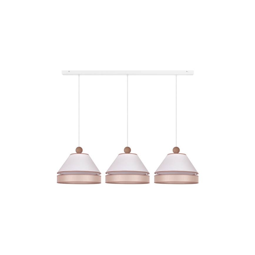 Duolla - Pendel AVIGNON 3xE27/15W/230V hvid/beige