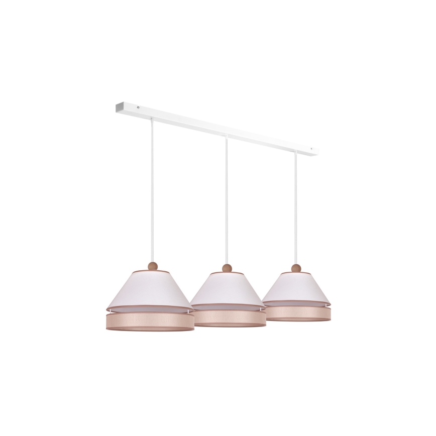 Duolla - Pendel AVIGNON 3xE27/15W/230V hvid/beige