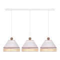 Duolla - Pendel AVIGNON 3xE27/15W/230V hvid/Rattan