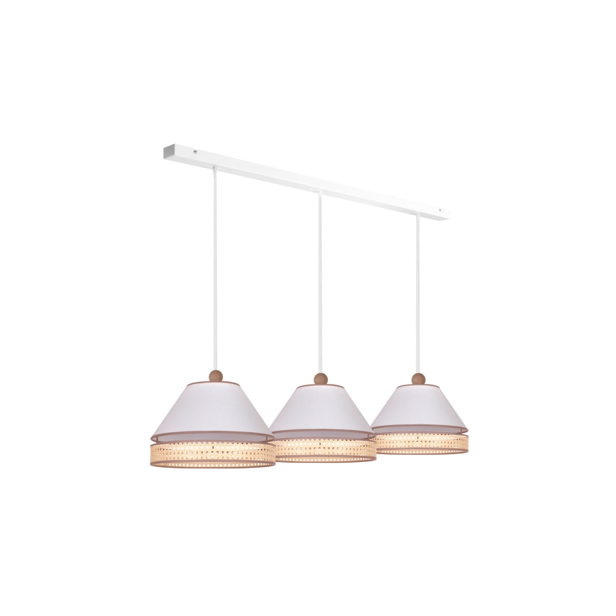 Duolla - Pendel AVIGNON 3xE27/15W/230V hvid/Rattan