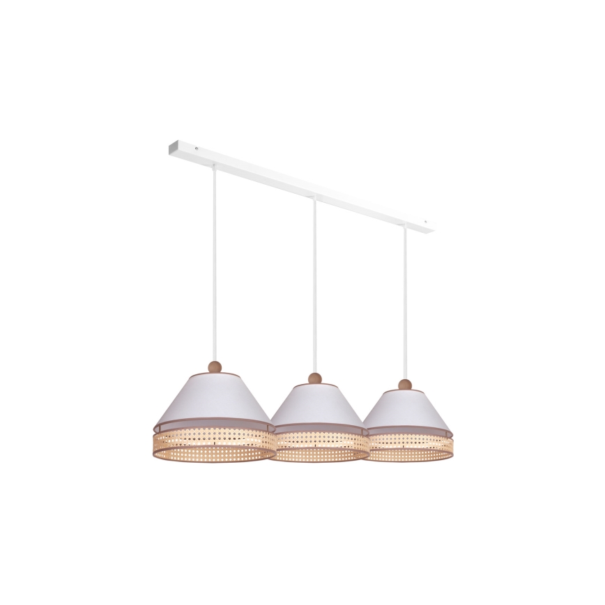 Duolla - Pendel AVIGNON 3xE27/15W/230V hvid/Rattan