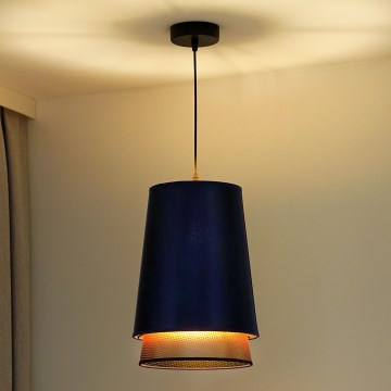 Duolla - Pendel BELL SHINY 1xE27/15W/230V diameter 25 cm blå/kobber