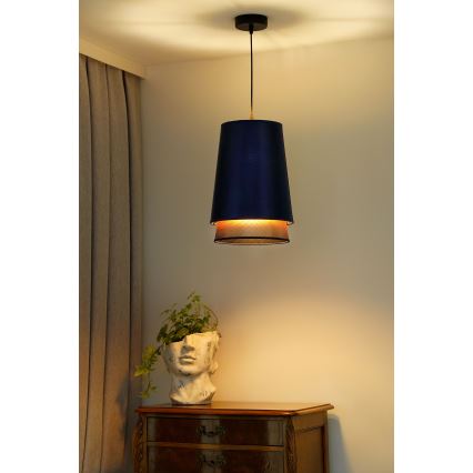 Duolla - Pendel BELL SHINY 1xE27/15W/230V diameter 25 cm blå/kobber