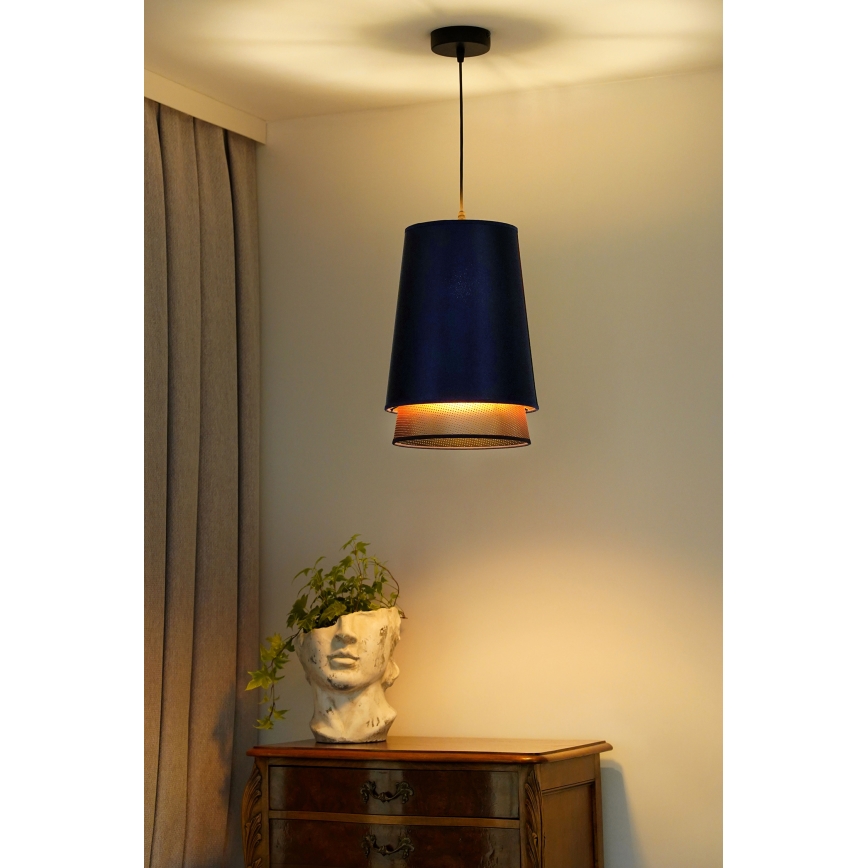 Duolla - Pendel BELL SHINY 1xE27/15W/230V diameter 25 cm blå/kobber