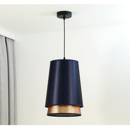 Duolla - Pendel BELL SHINY 1xE27/15W/230V diameter 25 cm blå/kobber