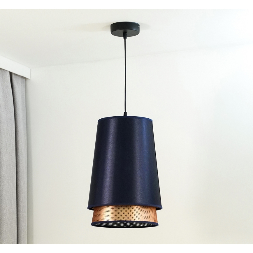 Duolla - Pendel BELL SHINY 1xE27/15W/230V diameter 25 cm blå/kobber