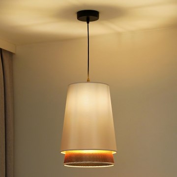 Duolla - Pendel BELL SHINY 1xE27/15W/230V diameter 25 cm hvid/kobber