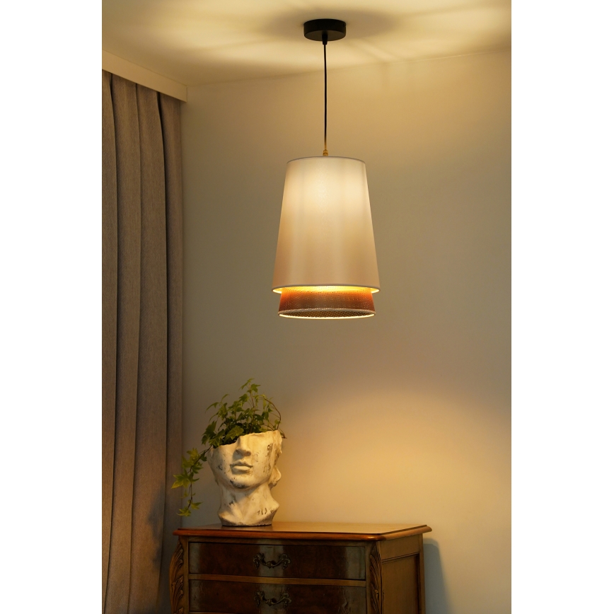 Duolla - Pendel BELL SHINY 1xE27/15W/230V diameter 25 cm hvid/kobber