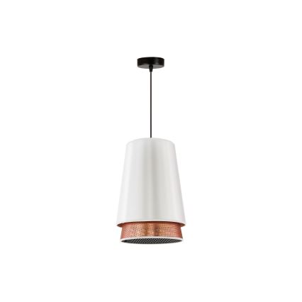 Duolla - Pendel BELL SHINY 1xE27/15W/230V diameter 25 cm hvid/kobber