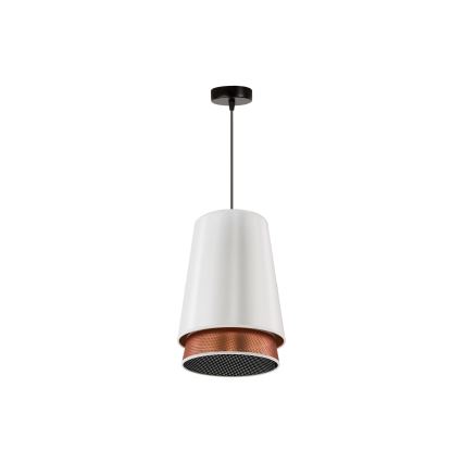 Duolla - Pendel BELL SHINY 1xE27/15W/230V diameter 25 cm hvid/kobber