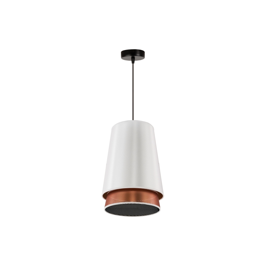 Duolla - Pendel BELL SHINY 1xE27/15W/230V diameter 25 cm hvid/kobber