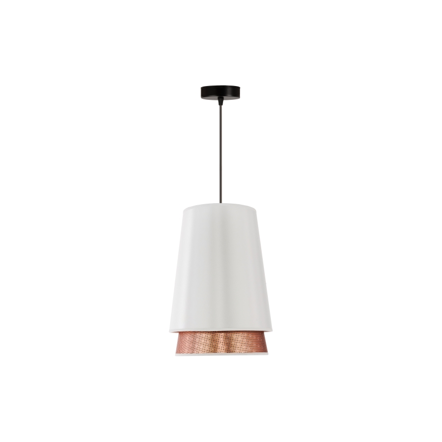 Duolla - Pendel BELL SHINY 1xE27/15W/230V diameter 25 cm hvid/kobber