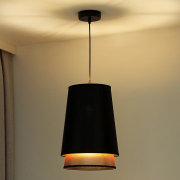 Duolla - Pendel BELL SHINY 1xE27/15W/230V diameter 25 cm sort/kobber