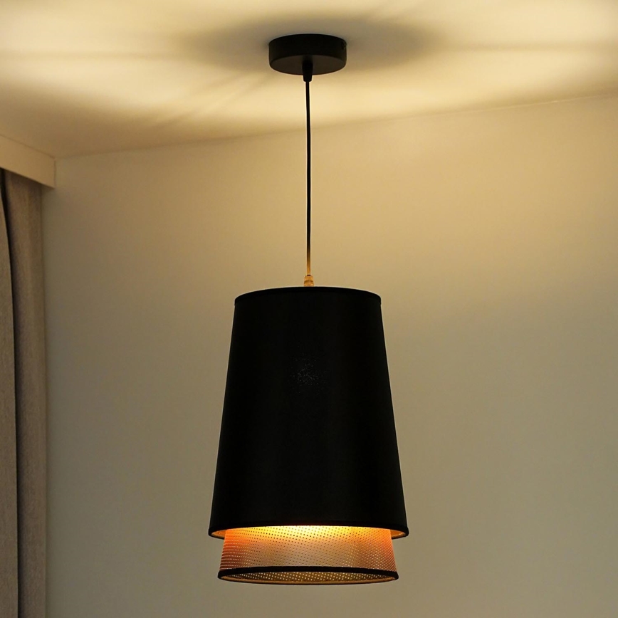Duolla - Pendel BELL SHINY 1xE27/15W/230V diameter 25 cm sort/kobber
