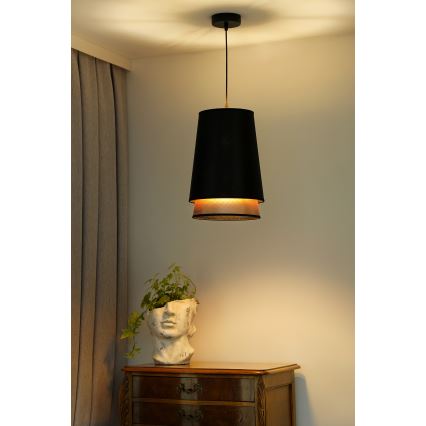 Duolla - Pendel BELL SHINY 1xE27/15W/230V diameter 25 cm sort/kobber