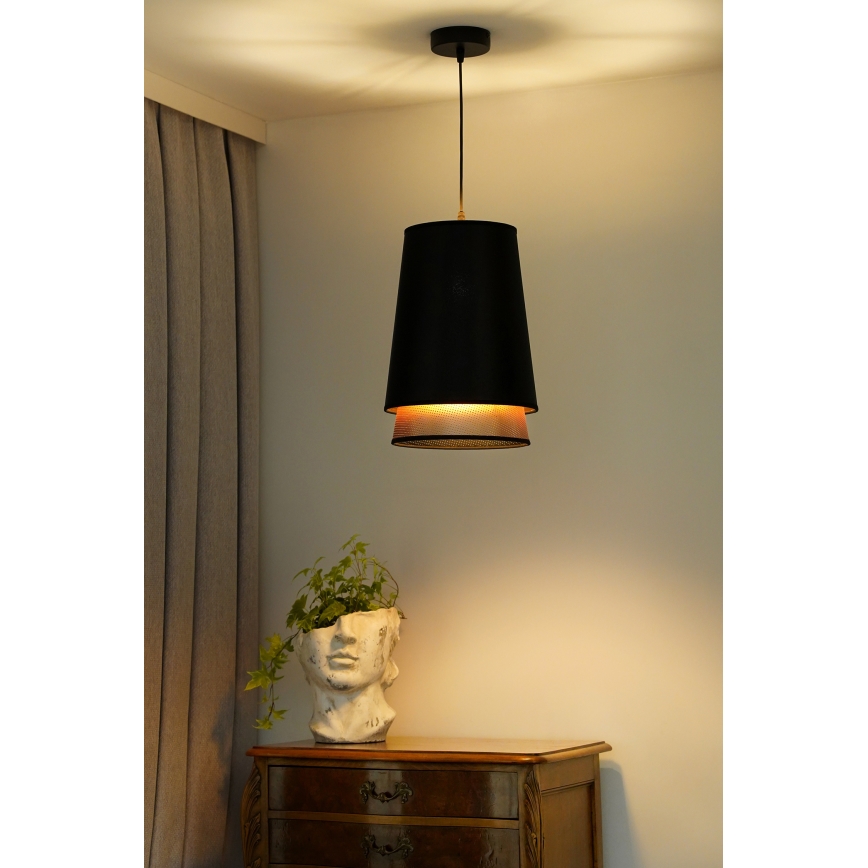 Duolla - Pendel BELL SHINY 1xE27/15W/230V diameter 25 cm sort/kobber