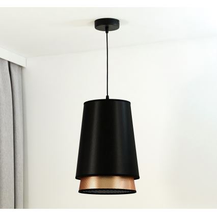 Duolla - Pendel BELL SHINY 1xE27/15W/230V diameter 25 cm sort/kobber