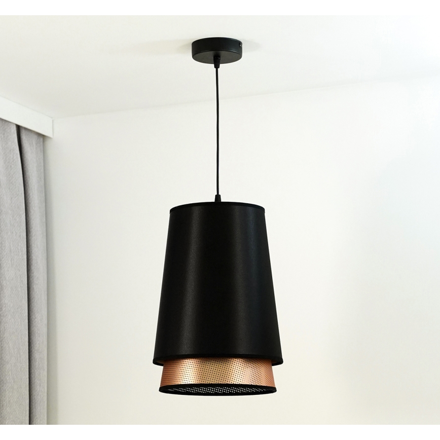 Duolla - Pendel BELL SHINY 1xE27/15W/230V diameter 25 cm sort/kobber