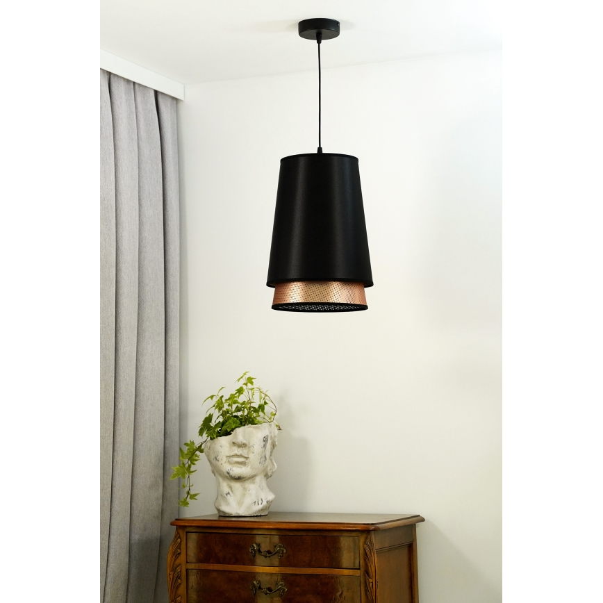 Duolla - Pendel BELL SHINY 1xE27/15W/230V diameter 25 cm sort/kobber