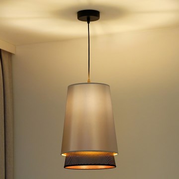 Duolla - Pendel BELL SHINY 1xE27/15W/230V diameter 25 cm sølvfarvet/sort