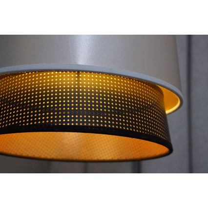Duolla - Pendel BELL SHINY 1xE27/15W/230V diameter 25 cm sølvfarvet/sort