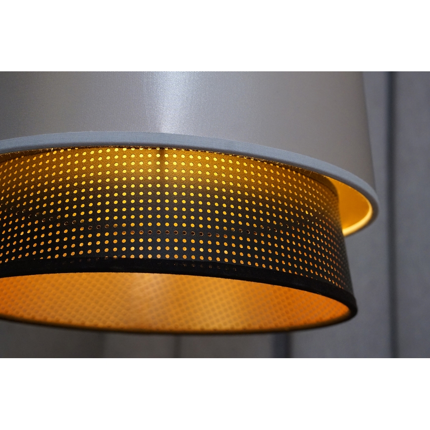 Duolla - Pendel BELL SHINY 1xE27/15W/230V diameter 25 cm sølvfarvet/sort