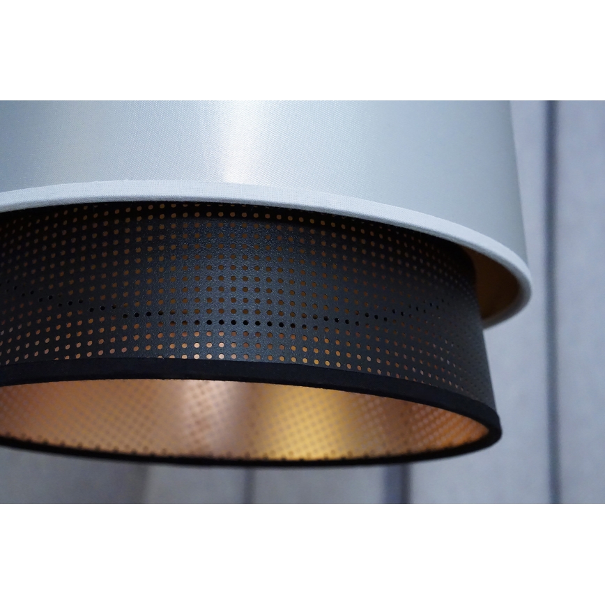 Duolla - Pendel BELL SHINY 1xE27/15W/230V diameter 25 cm sølvfarvet/sort