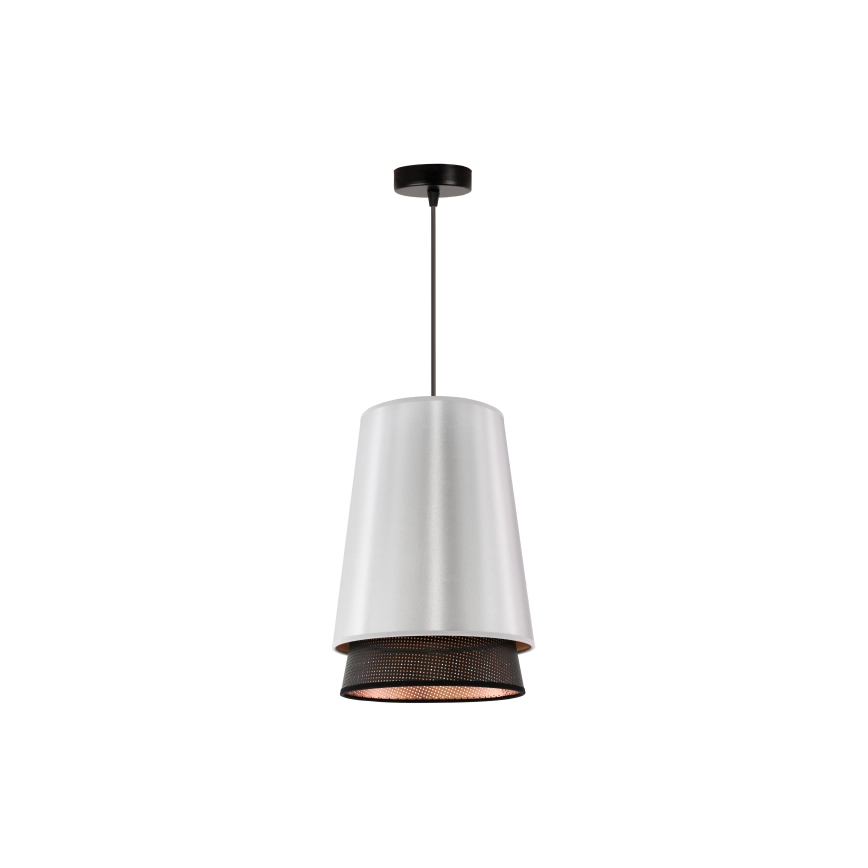 Duolla - Pendel BELL SHINY 1xE27/15W/230V diameter 25 cm sølvfarvet/sort