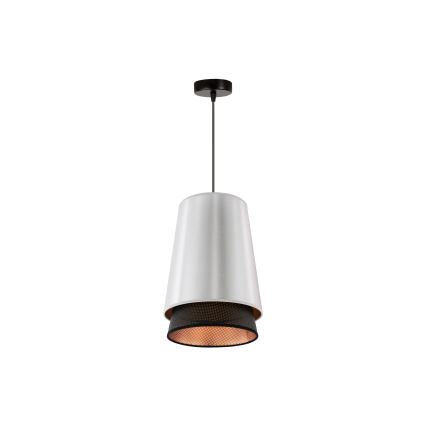 Duolla - Pendel BELL SHINY 1xE27/15W/230V diameter 25 cm sølvfarvet/sort