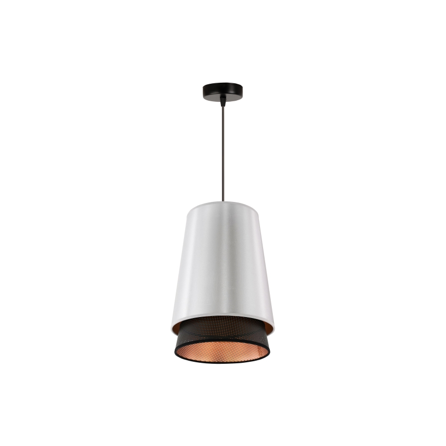 Duolla - Pendel BELL SHINY 1xE27/15W/230V diameter 25 cm sølvfarvet/sort