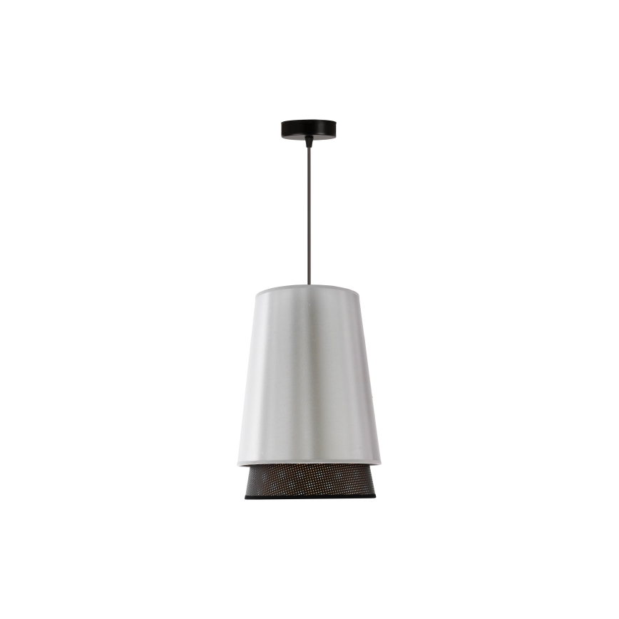 Duolla - Pendel BELL SHINY 1xE27/15W/230V diameter 25 cm sølvfarvet/sort