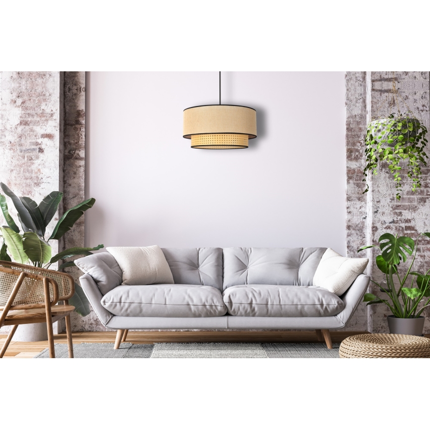 Duolla - Pendel BOHO 1xE27/15W/230V diameter 45 cm beige/Rattan