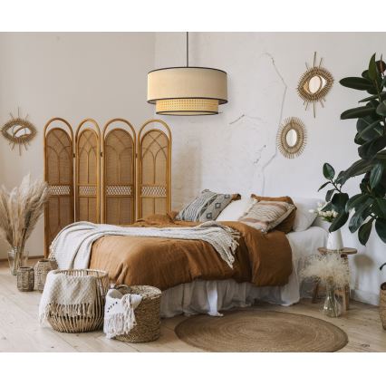 Duolla - Pendel BOHO 1xE27/15W/230V diameter 45 cm beige/Rattan