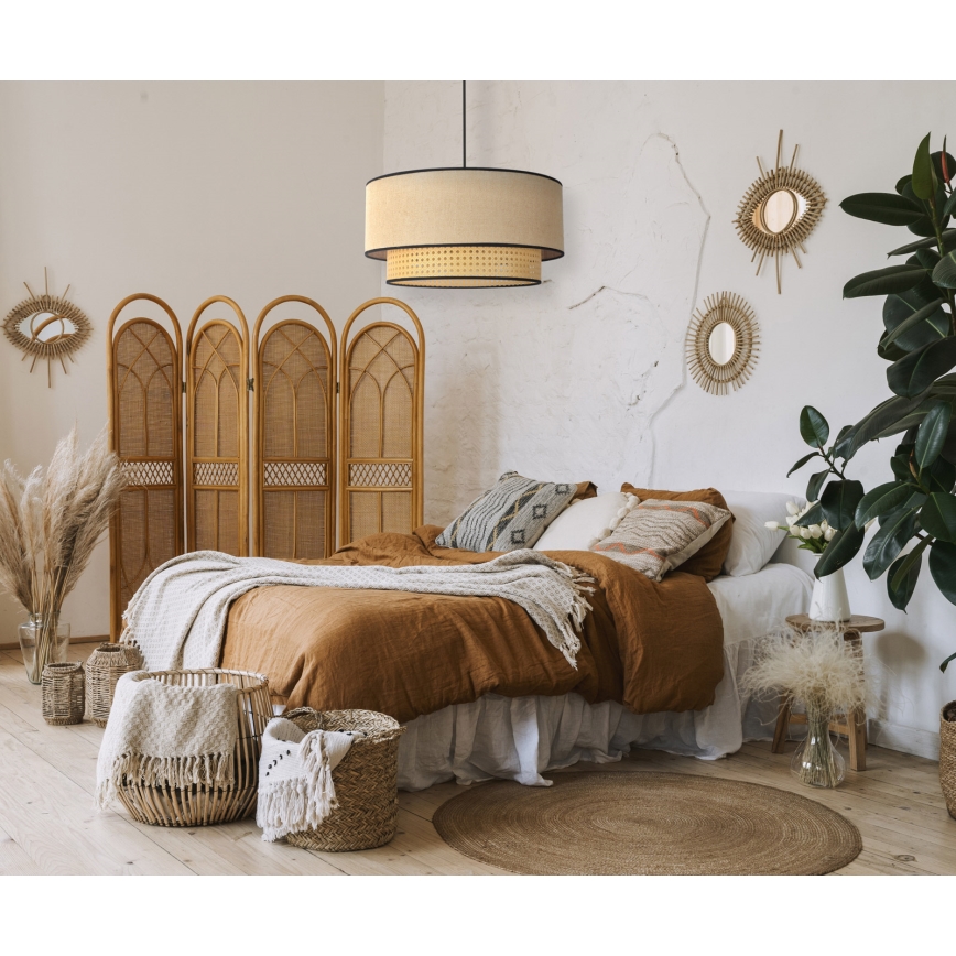 Duolla - Pendel BOHO 1xE27/15W/230V diameter 45 cm beige/Rattan