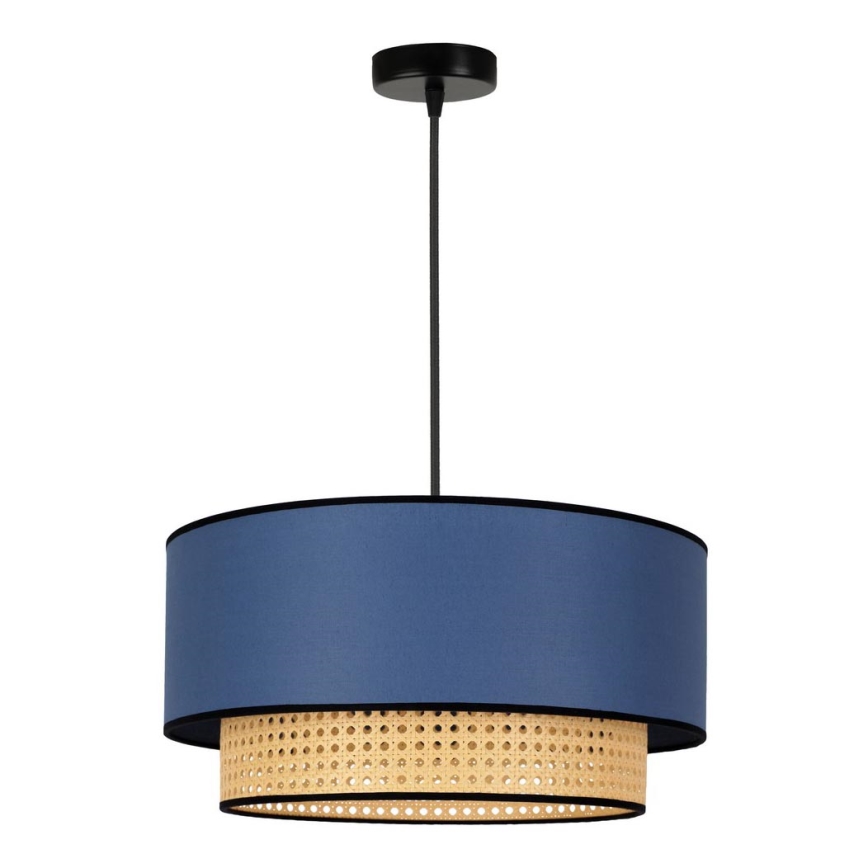 Duolla - Pendel BOHO 1xE27/15W/230V diameter 45 cm blå/Rattan