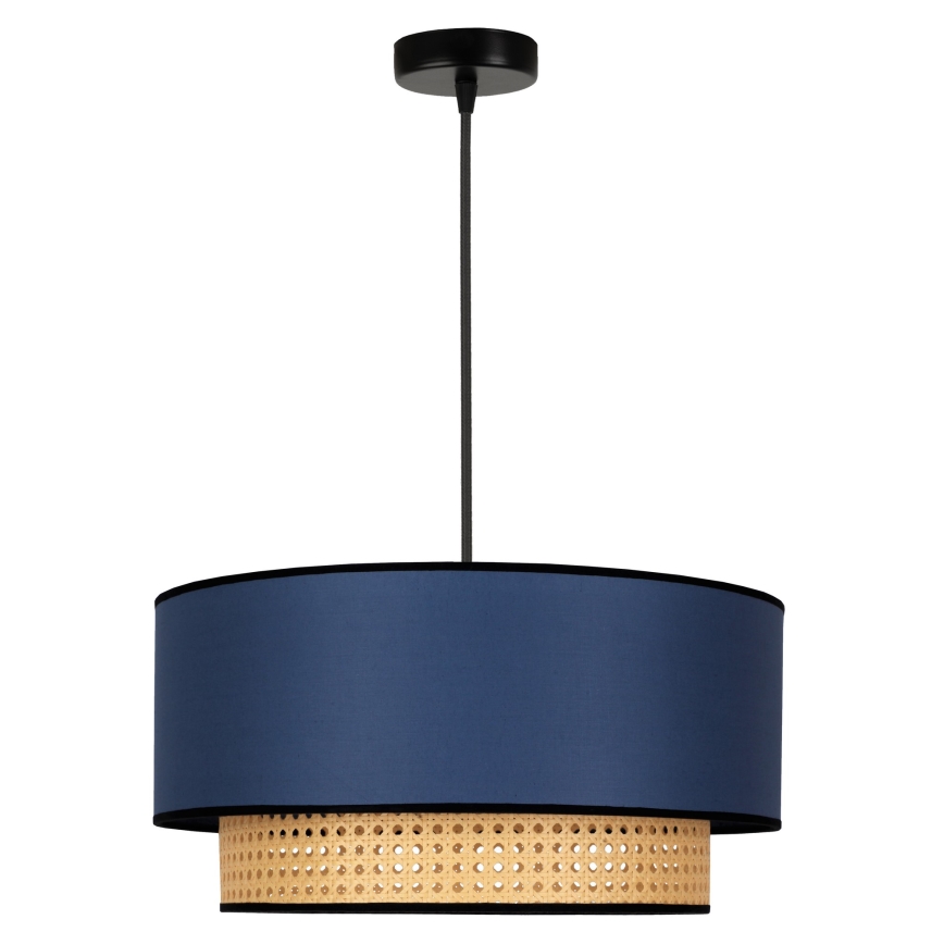 Duolla - Pendel BOHO 1xE27/15W/230V diameter 45 cm blå/Rattan