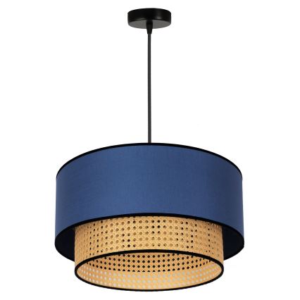 Duolla - Pendel BOHO 1xE27/15W/230V diameter 45 cm blå/Rattan