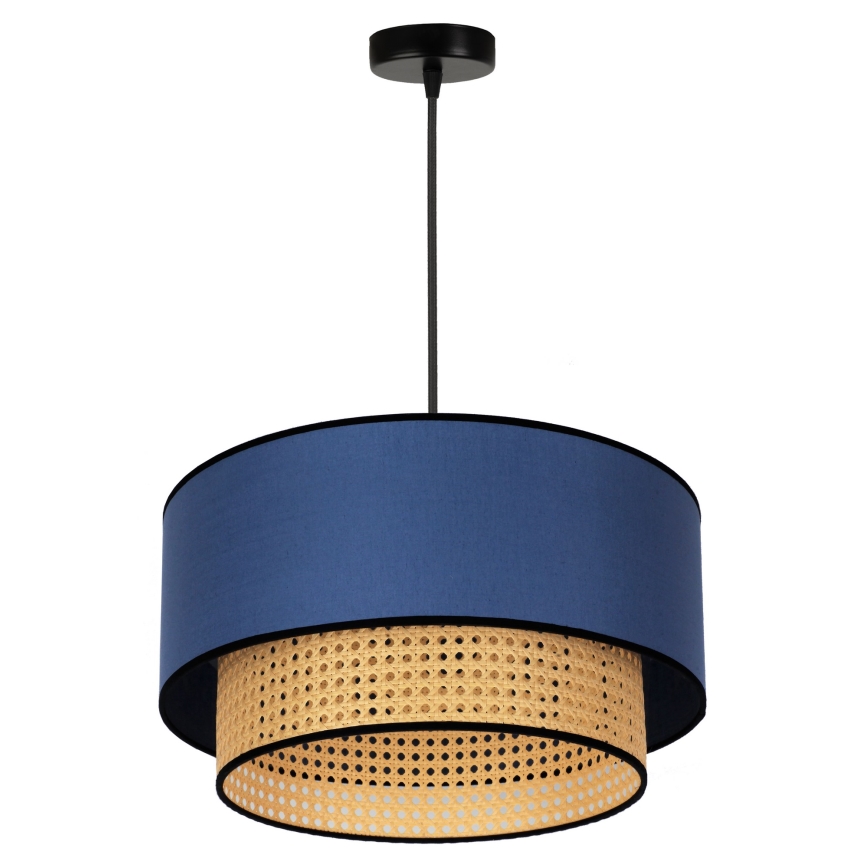 Duolla - Pendel BOHO 1xE27/15W/230V diameter 45 cm blå/Rattan