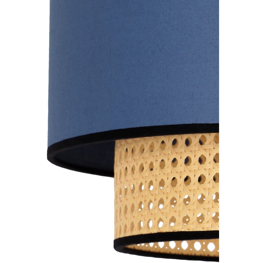 Duolla - Pendel BOHO 1xE27/15W/230V diameter 45 cm blå/Rattan