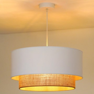 Duolla - Pendel BOHO 1xE27/15W/230V diameter 45 cm hvid/brun