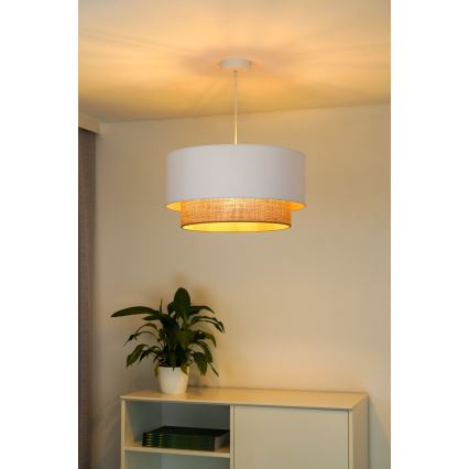 Duolla - Pendel BOHO 1xE27/15W/230V diameter 45 cm hvid/brun