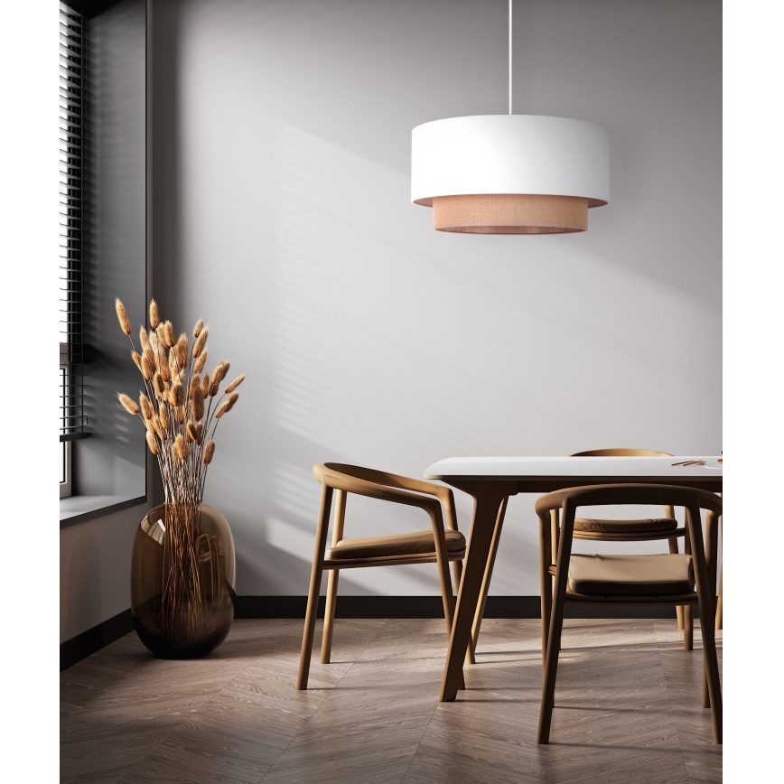 Duolla - Pendel BOHO 1xE27/15W/230V diameter 45 cm hvid/brun
