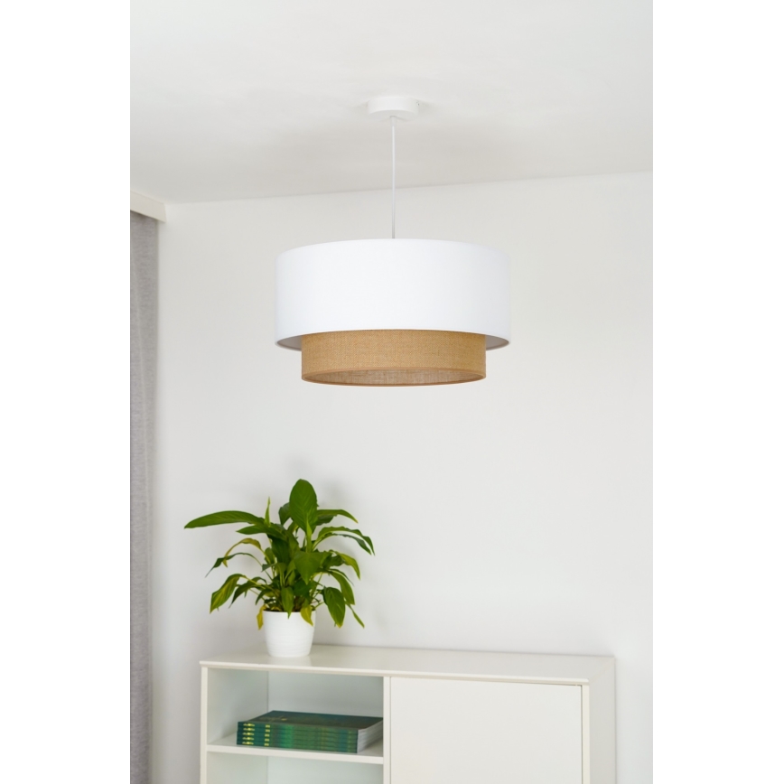 Duolla - Pendel BOHO 1xE27/15W/230V diameter 45 cm hvid/brun