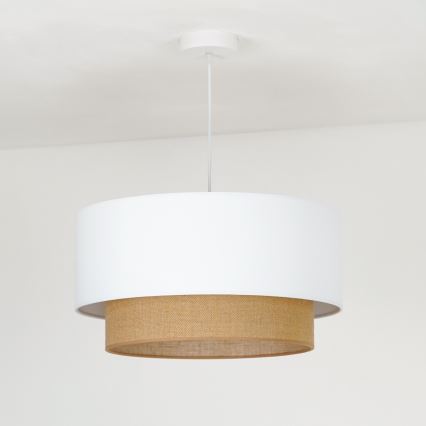 Duolla - Pendel BOHO 1xE27/15W/230V diameter 45 cm hvid/brun